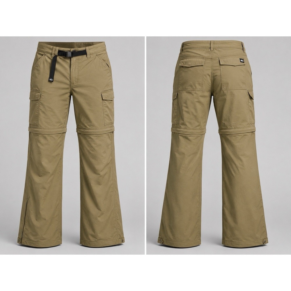 The North Face Convertible Hiking Pants Mens 40 Tan Khaki Zip Off Cargo Belted
